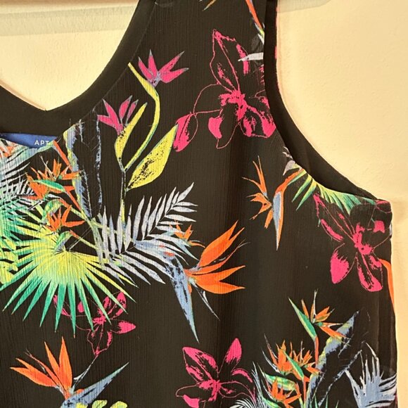 APT. 9 Womens Black multi-color floral dressy tank top Size XL - Picture 2 of 6